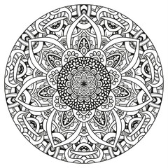 Black and white mandala vector isolated on white. Vector hand drawn circular decorative element.