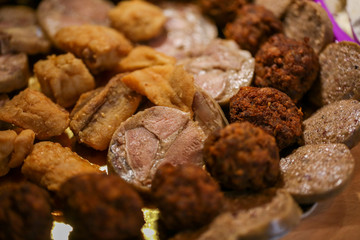 close up of pork meat selection