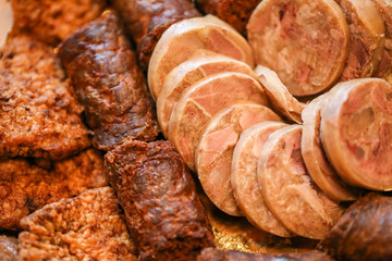 close up of pork meat selection