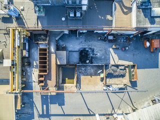 Aerial view of recycling depot of industrial plant