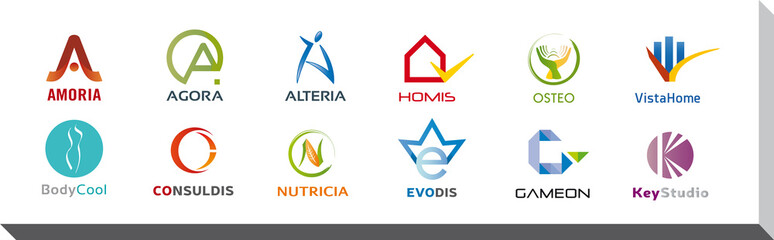 Ensemble de Douze Logos et Icones - Conception Charte Graphique