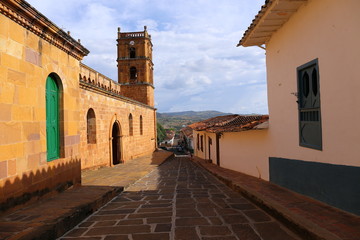 Small street in the colonial village of Barichara, near San Gil