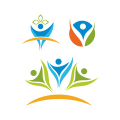 Healthy and Community people care logo icon