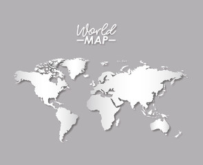 world map in grayscale color silhouette