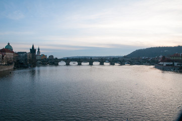Fototapeta premium Charles bridge over river in Prague