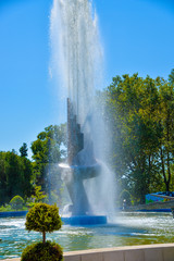 Beautiful artesian fountain in the central park of Constanta city, in summer holiday, Romania