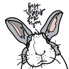 Greeting Christmas card with rabbit.