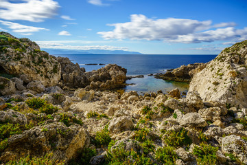 Fototapeta premium Cape Milazzo nature reserve, Piscina di Venere, Sicily, Italy, Tyrrhenian sea