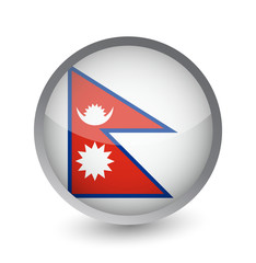 Nepal Flag Round Glossy Icon