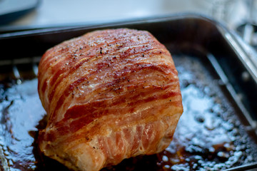 joint of meat out of an oven freshly cooked