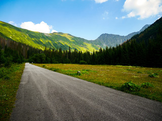 Fototapeta na wymiar Mountain panorama, Western Tatras, Road to nowhere
