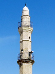  Jaffa minaret of Mahmoudiya Mosque against the blue sky 2012