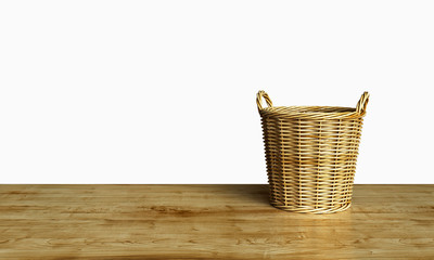 Set of wooden basket isolated on white background, 3D rendering