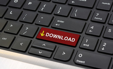 Download Now Button on laptop keyword closeup
