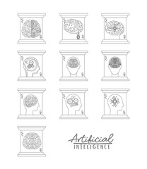 artificial intelligence containers set in monochrome silhouette