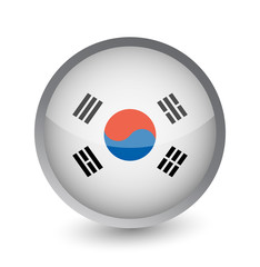 South Korea Flag Round Glossy Icon
