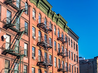 A typical facade of a building in Harlem New York