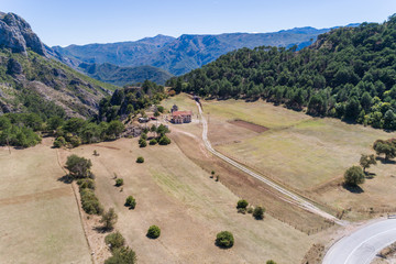 Aerial view of the village of Klobuk in the mountains of Bosnia and Herzegovina