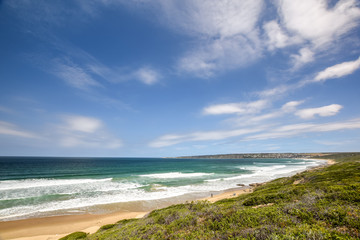 Stunning beach view at Boggoms Bay (Boggomsbaai), a coastal holiday village in Eden District Municipality in the Western Cape Province, South Africa.