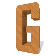 Conceptual wood or wooden brown font or type, timber or lumber industry piece isolated on white background. Educative hadwood material, smooth surface pine handmade sculpted object as 3D illustration