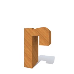 Conceptual wood or wooden brown font or type, timber or lumber industry piece isolated on white background. Educative hadwood material, smooth surface pine handmade sculpted object as 3D illustration