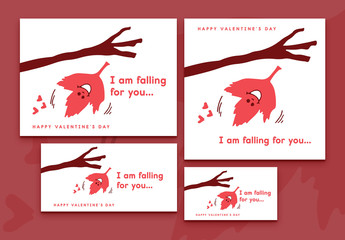 4 Valentine's Posts with Falling Leaf Illustration