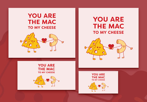 4 Valentine's Posts with Mac and Cheese Illustration