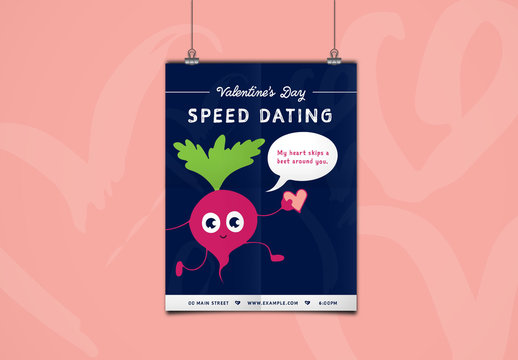 Valentine's Day Speed Dating Poster with Beet Illustration