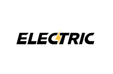 Electric Flash Symbol Typography Logo Design Illustration