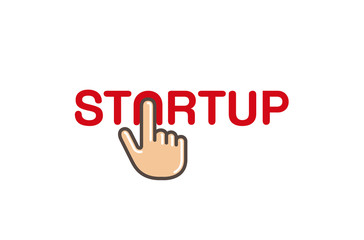 Start up Click Hand Text Letter Logo Design Illustration
