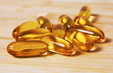 Fish oil pills closeup