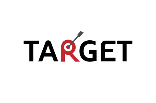 Target Arrow Symbol Text Letter Logo Design Illustration