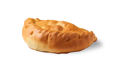 Baked loaf isolated on white background.