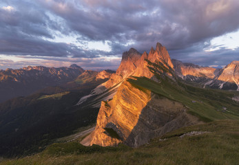 Seced asunset in the Dolomites