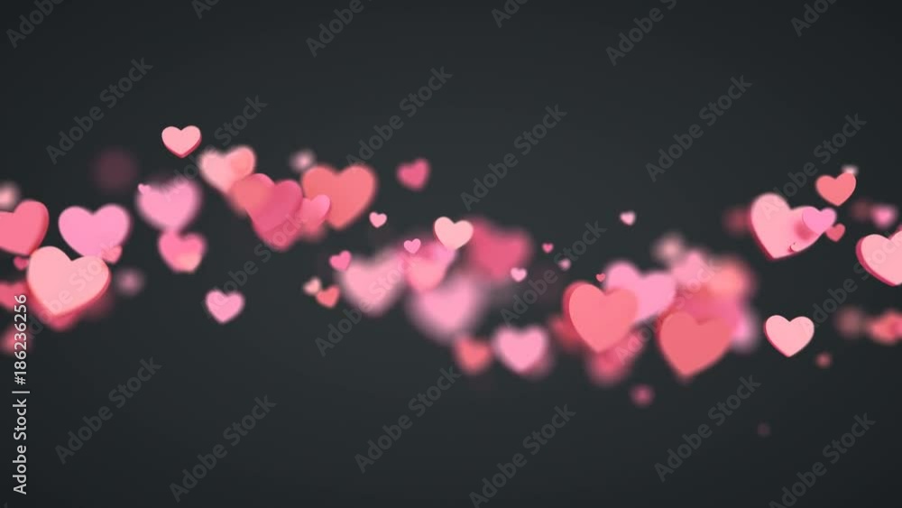 Poster abstract 3d rendering of hearts shapes. computer generated flying love symbols. valentine's day moti