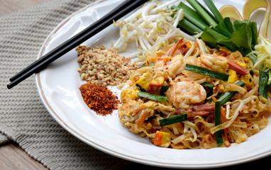 Pad Thai with shrimps Thai traditional food
