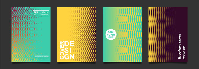 Minimalistic notebook cover design. Vector halftone gradient for flyer, brochure, banner, placard. Future colorful Poster template. Modern minimalist pattern. Hipster geometric element for book mockup