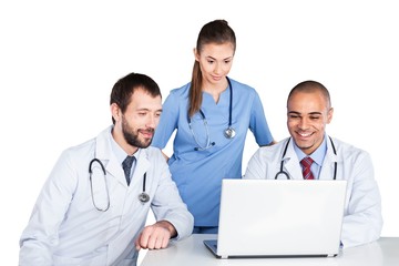 Portrait of Doctors Looking at Laptop