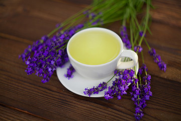 delicious green tea in a beautiful glass bowl on table