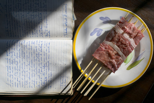 arrosticini from abruzzo or barbecued lamb skewers