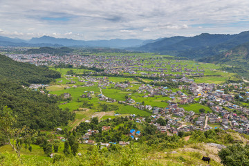 View from the Peace Pagoda viewpoint on the Pokhara town.