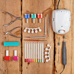 Manicure and pedicure tools.Flat lay