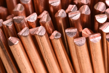 Copper wire raw materials and metals industry and stock market concept