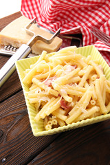 Italian pasta carbonara, fresh cuisine