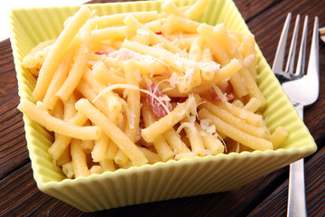 Italian pasta carbonara, fresh cuisine