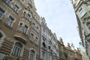 Fototapeta na wymiar Street View of Town Centre Apartments in Prague