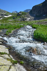 Западный Кавказ, горная река Имеретинка. Кавказский биосферный заповедник в солнечный день