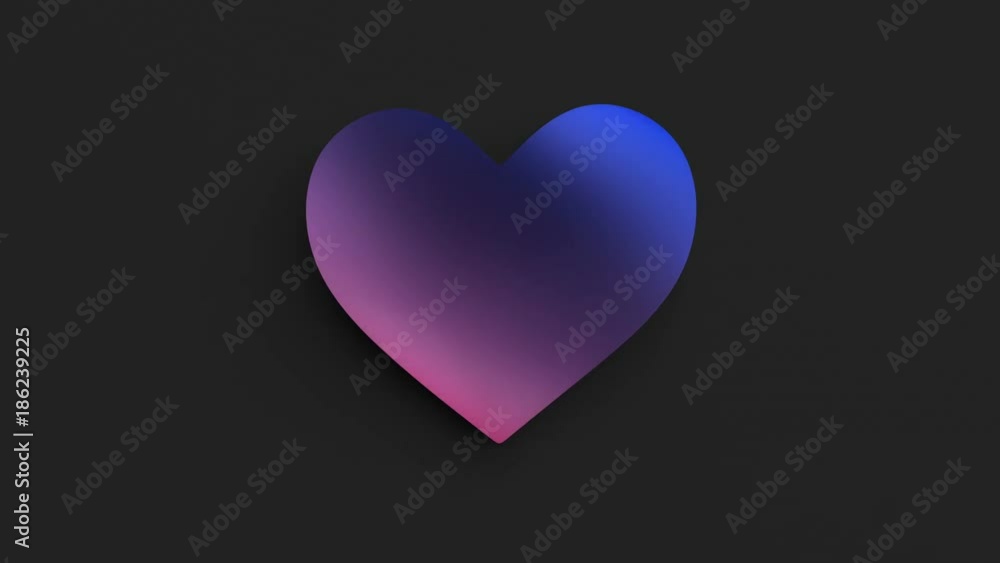 Poster abstract 3d rendering of seamless loop heart shape animation with ripples. love symbol with waves. m