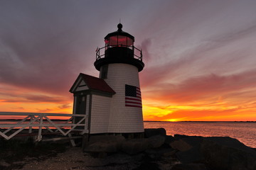 sunrise Brant Point lighthouse   Nantucket Island