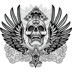 grunge skull coat of arms